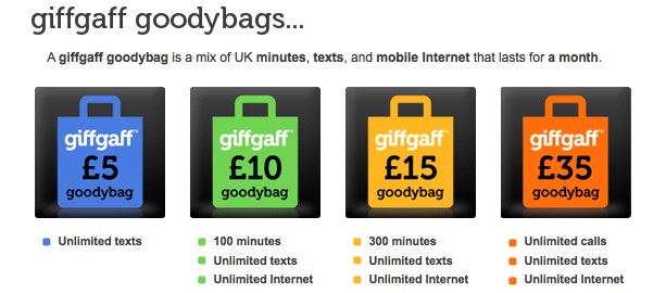 giffgaff annonces pricing