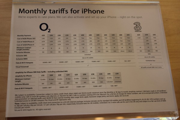 iPhone 4 Launch Tariffs