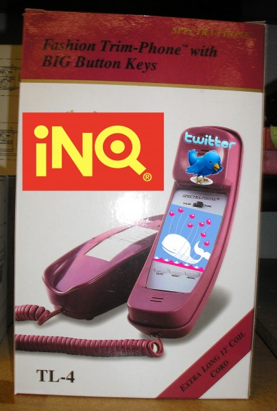 inq-twitter-phone-artists-impression An artist's impression of the INQ Twitter phone... wasn't available so we made this instead. Original image by Flickr user 'Archie McPhee Seattle' used under Creative Commons license.